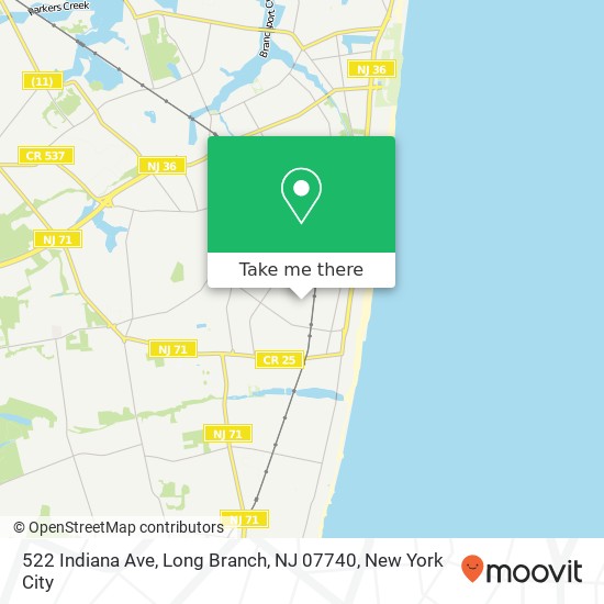 Mapa de 522 Indiana Ave, Long Branch, NJ 07740