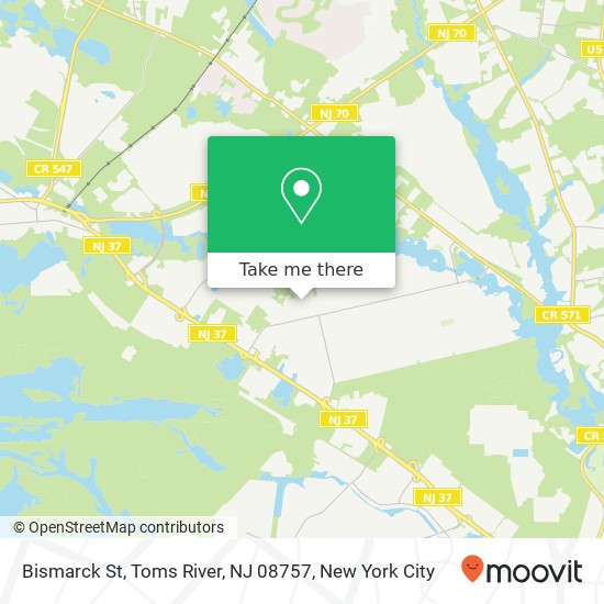 Mapa de Bismarck St, Toms River, NJ 08757