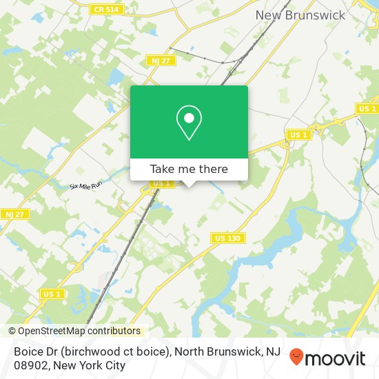 Mapa de Boice Dr (birchwood ct boice), North Brunswick, NJ 08902