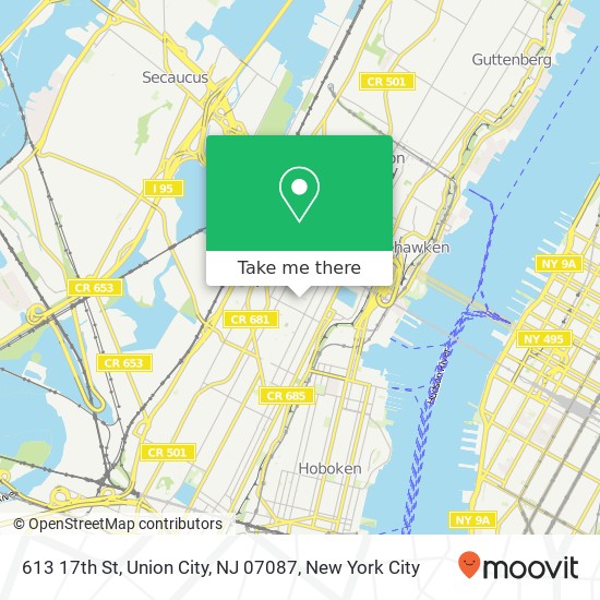 Mapa de 613 17th St, Union City, NJ 07087