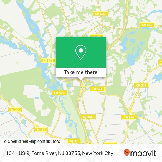 Mapa de 1341 US-9, Toms River, NJ 08755