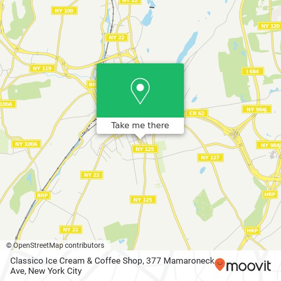 Mapa de Classico Ice Cream & Coffee Shop, 377 Mamaroneck Ave