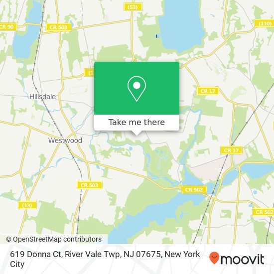 Mapa de 619 Donna Ct, River Vale Twp, NJ 07675