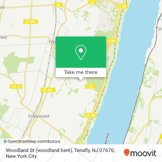 Mapa de Woodland St (woodland kent), Tenafly, NJ 07670