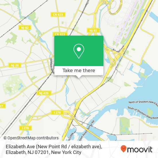 Mapa de Elizabeth Ave (New Point Rd / elizabeth ave), Elizabeth, NJ 07201