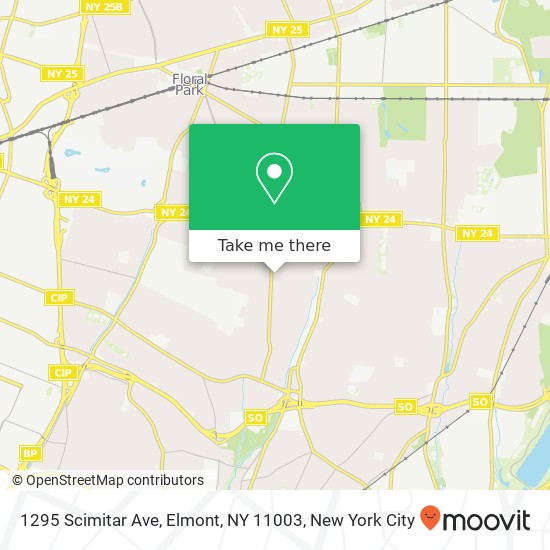 Mapa de 1295 Scimitar Ave, Elmont, NY 11003