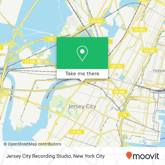 Mapa de Jersey City Recording Studio