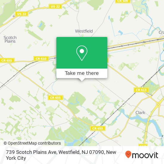 Mapa de 739 Scotch Plains Ave, Westfield, NJ 07090