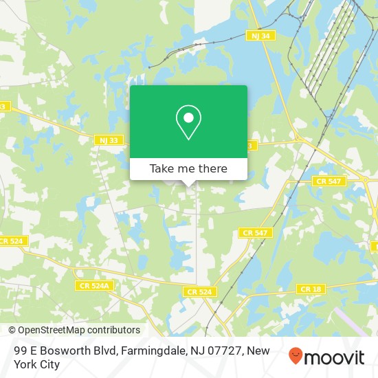 Mapa de 99 E Bosworth Blvd, Farmingdale, NJ 07727