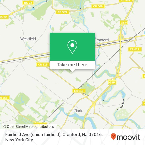 Fairfield Ave (union fairfield), Cranford, NJ 07016 map