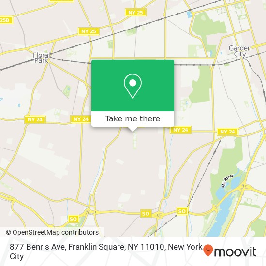 Mapa de 877 Benris Ave, Franklin Square, NY 11010