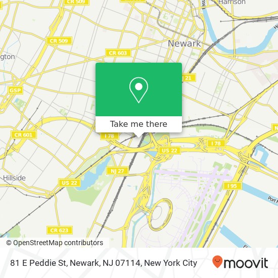 Mapa de 81 E Peddie St, Newark, NJ 07114