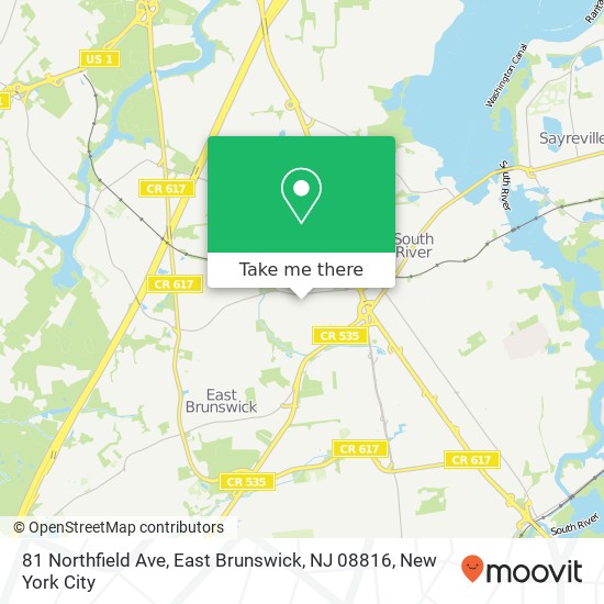 Mapa de 81 Northfield Ave, East Brunswick, NJ 08816