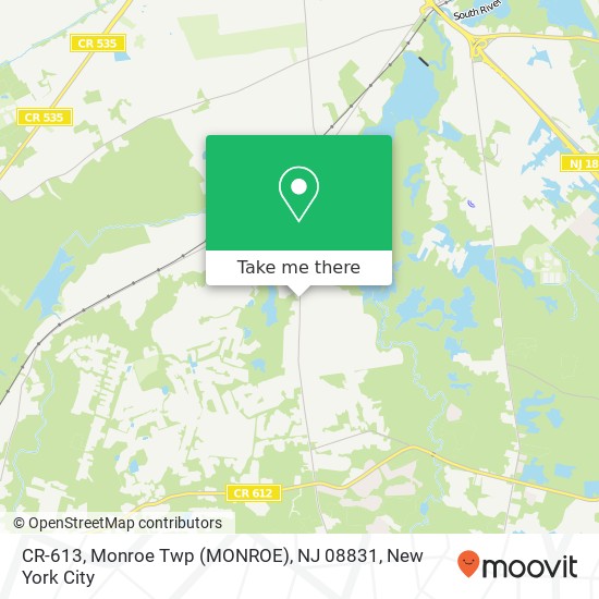 Mapa de CR-613, Monroe Twp (MONROE), NJ 08831