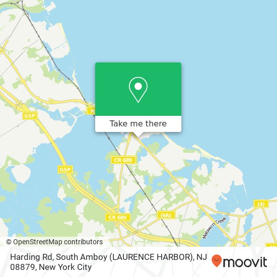 Mapa de Harding Rd, South Amboy (LAURENCE HARBOR), NJ 08879