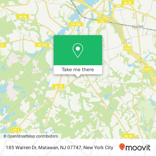 Mapa de 185 Warren Dr, Matawan, NJ 07747