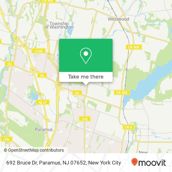 Mapa de 692 Bruce Dr, Paramus, NJ 07652