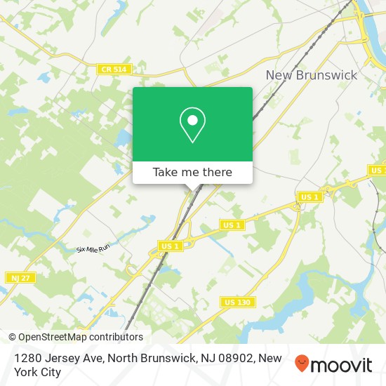 Mapa de 1280 Jersey Ave, North Brunswick, NJ 08902