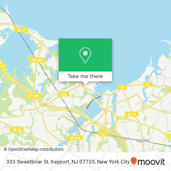 Mapa de 333 Sweetbriar St, Keyport, NJ 07735