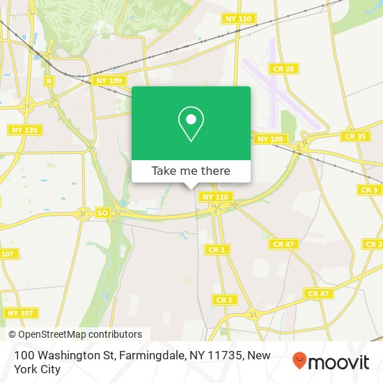 Mapa de 100 Washington St, Farmingdale, NY 11735