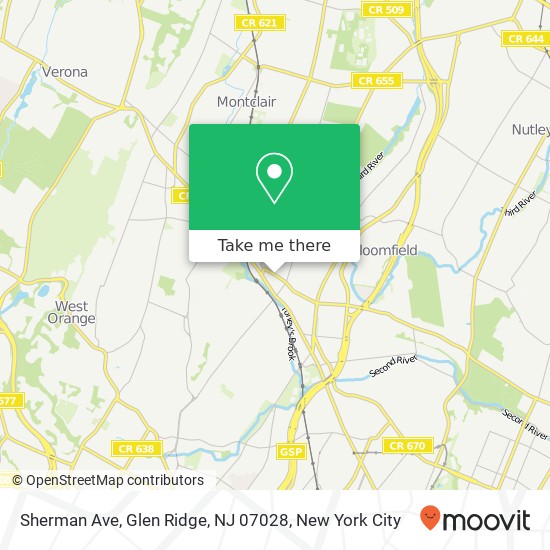Mapa de Sherman Ave, Glen Ridge, NJ 07028
