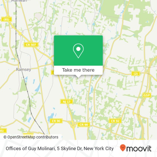 Mapa de Offices of Guy Molinari, 5 Skyline Dr