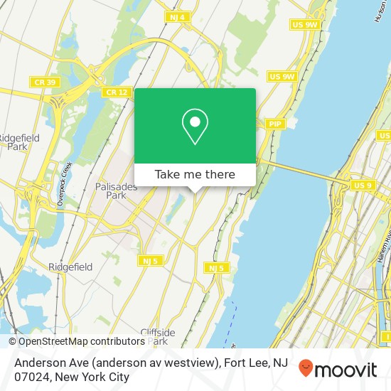 Anderson Ave (anderson av westview), Fort Lee, NJ 07024 map