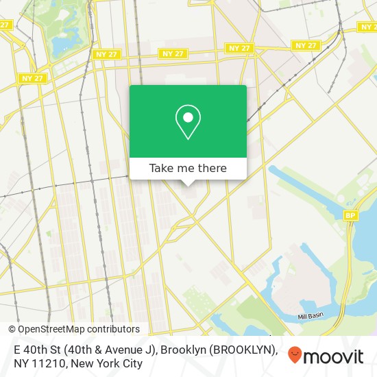 Mapa de E 40th St (40th & Avenue J), Brooklyn (BROOKLYN), NY 11210