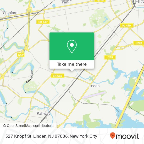 Mapa de 527 Knopf St, Linden, NJ 07036