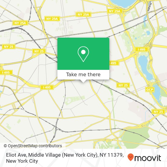 Mapa de Eliot Ave, Middle Village (New York City), NY 11379