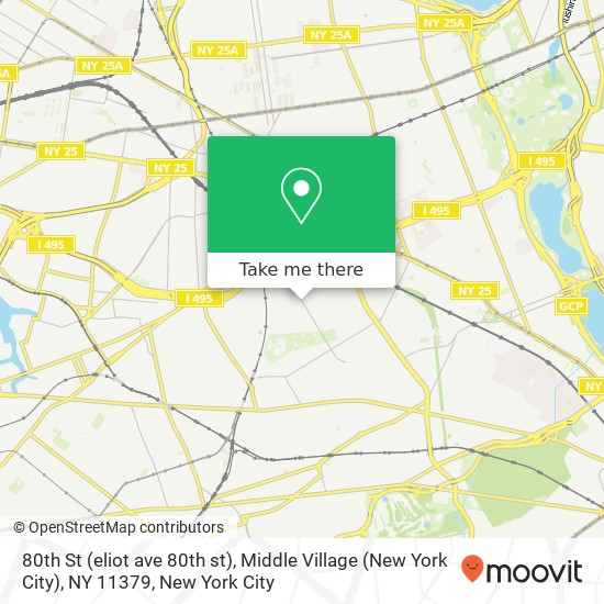 Mapa de 80th St (eliot ave 80th st), Middle Village (New York City), NY 11379