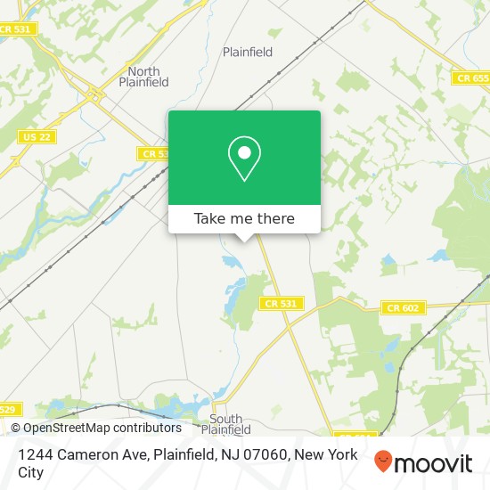 Mapa de 1244 Cameron Ave, Plainfield, NJ 07060