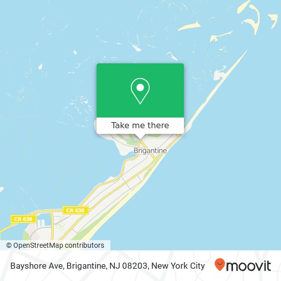 Mapa de Bayshore Ave, Brigantine, NJ 08203