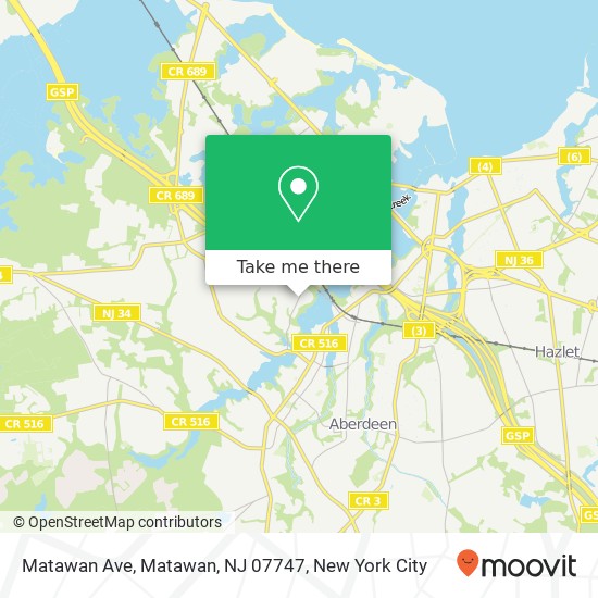 Mapa de Matawan Ave, Matawan, NJ 07747