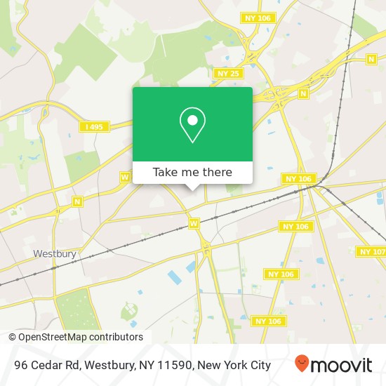 Mapa de 96 Cedar Rd, Westbury, NY 11590