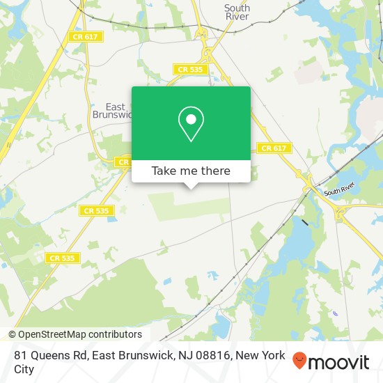 Mapa de 81 Queens Rd, East Brunswick, NJ 08816