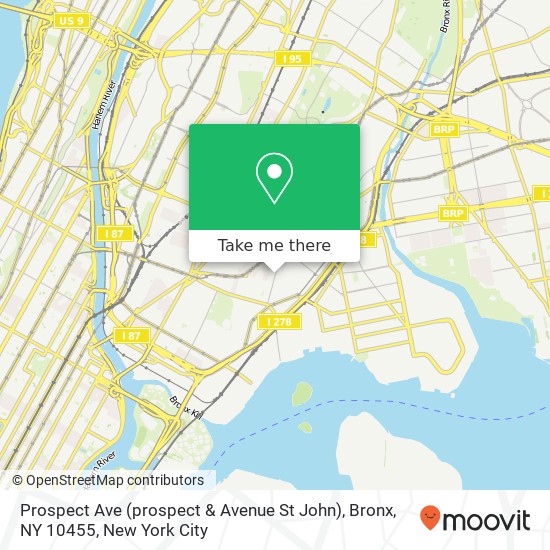 Mapa de Prospect Ave (prospect & Avenue St John), Bronx, NY 10455