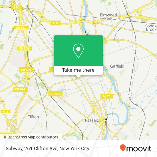 Mapa de Subway, 261 Clifton Ave
