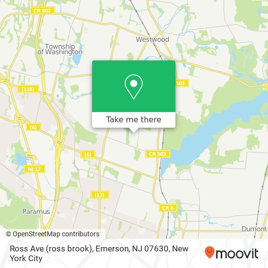 Mapa de Ross Ave (ross brook), Emerson, NJ 07630