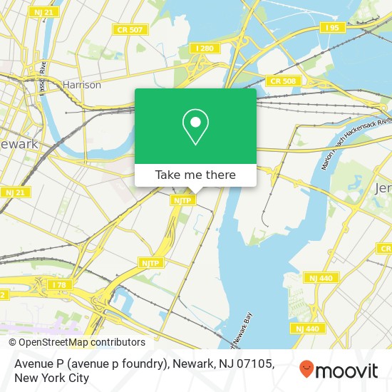 Mapa de Avenue P (avenue p foundry), Newark, NJ 07105