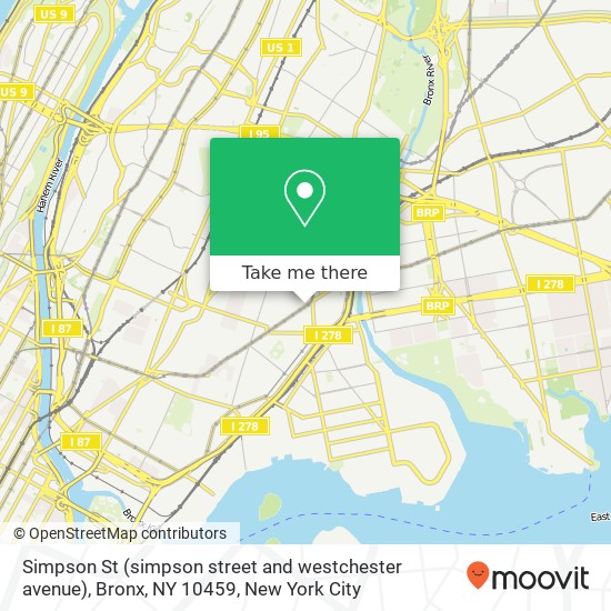 Mapa de Simpson St (simpson street and westchester avenue), Bronx, NY 10459