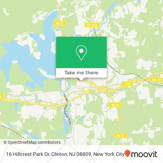 Mapa de 16 Hillcrest Park Dr, Clinton, NJ 08809