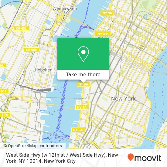 Mapa de West Side Hwy (w 12th st / West Side Hwy), New York, NY 10014