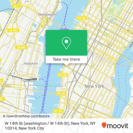 Mapa de W 14th St (washington / W 14th St), New York, NY 10014
