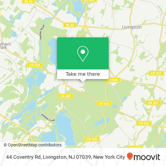 Mapa de 44 Coventry Rd, Livingston, NJ 07039