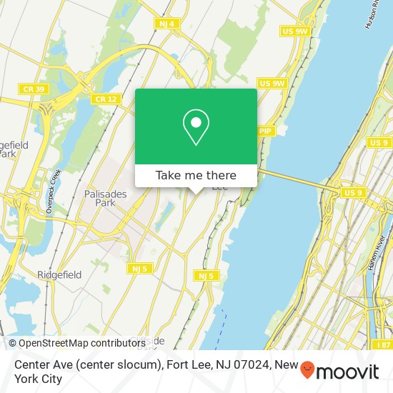Mapa de Center Ave (center slocum), Fort Lee, NJ 07024