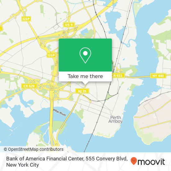 Mapa de Bank of America Financial Center, 555 Convery Blvd