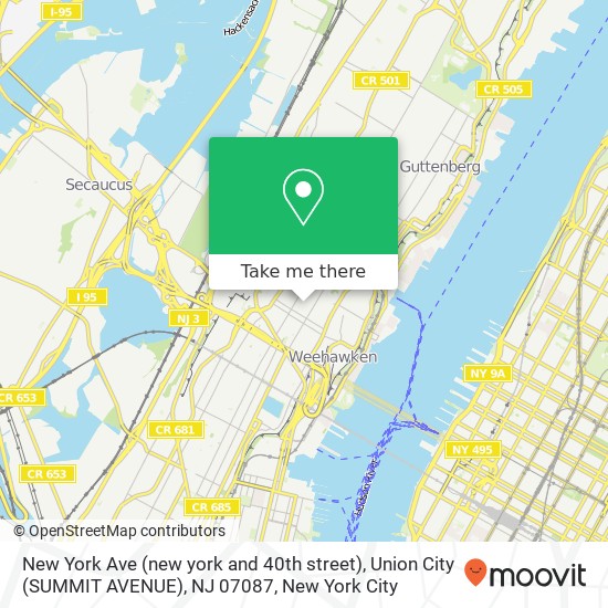 New York Ave (new york and 40th street), Union City (SUMMIT AVENUE), NJ 07087 map