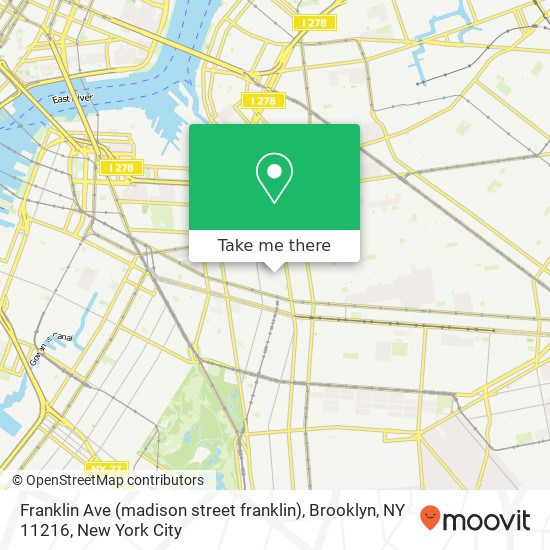 Mapa de Franklin Ave (madison street franklin), Brooklyn, NY 11216