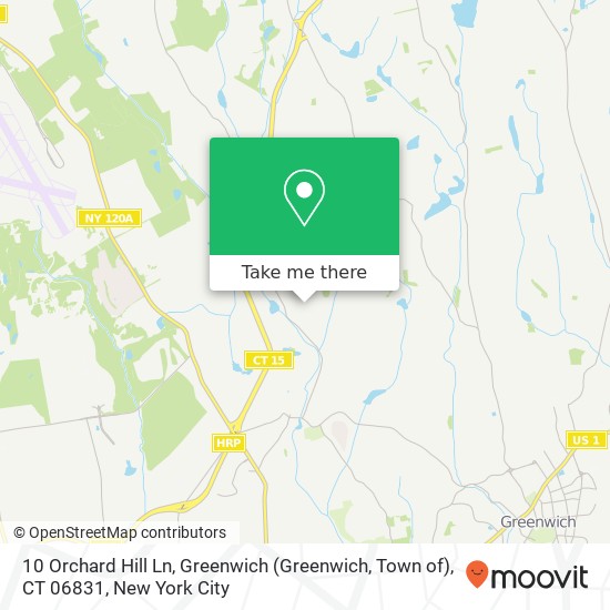 Mapa de 10 Orchard Hill Ln, Greenwich (Greenwich, Town of), CT 06831